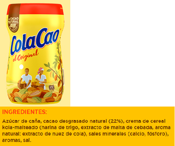 Ingredientes Colacao